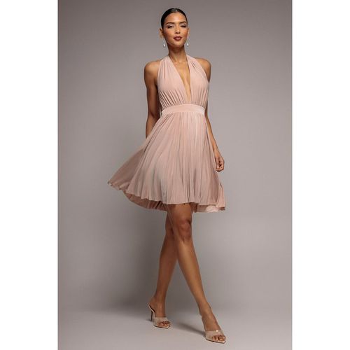 Goddiva Soft Touch Multiway Skater Mini Dress - Latte