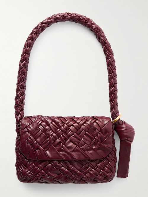 Kalimero Città Small Gathered Intrecciato Leather Shoulder Bag