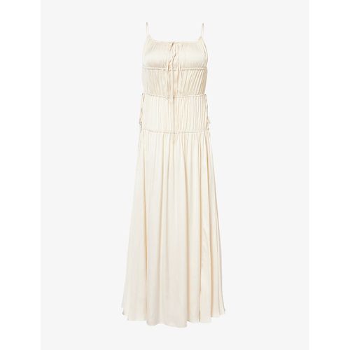 Womens Ivory Delphi Gathered Satin Maxi Dress 8