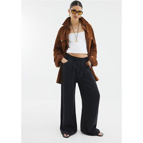 River Island Womens Wide Leg Pyjama Jeans Black Lyocell - 18 Short