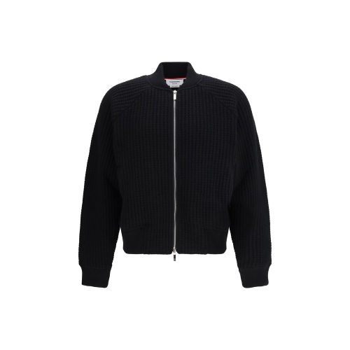 Wool Knit Bomber Jacket — Black