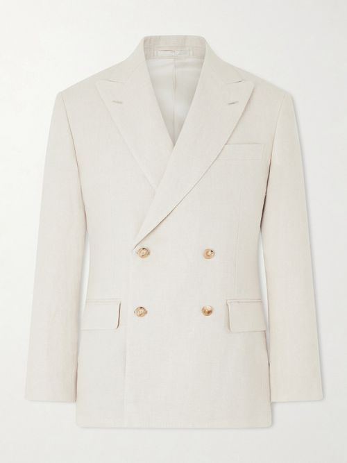 Double-Breasted Linen and Silk-Blend Jacket