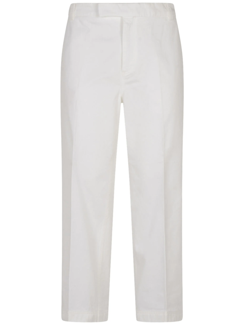 White Cotton Straight-Leg Trousers