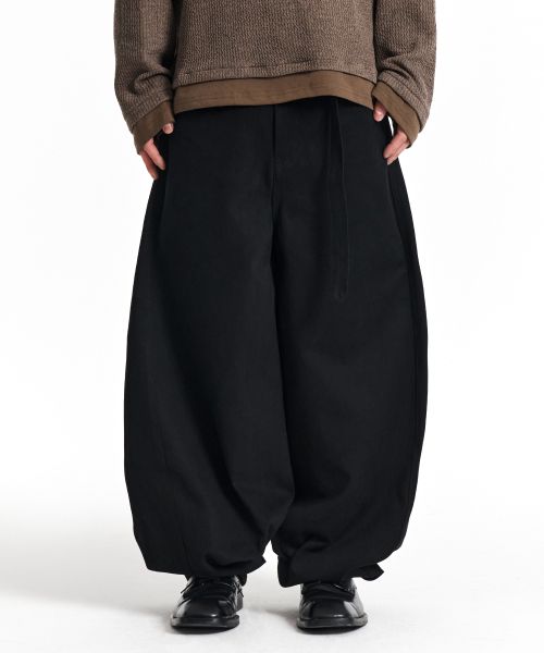 Belted Volume Fit Cotton Pants