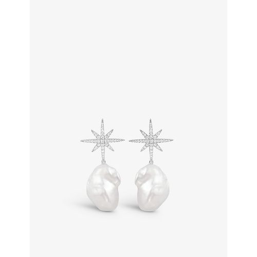 Womens Silver Météorites Sterling Silver and Freshwater Pearl Earrings 
