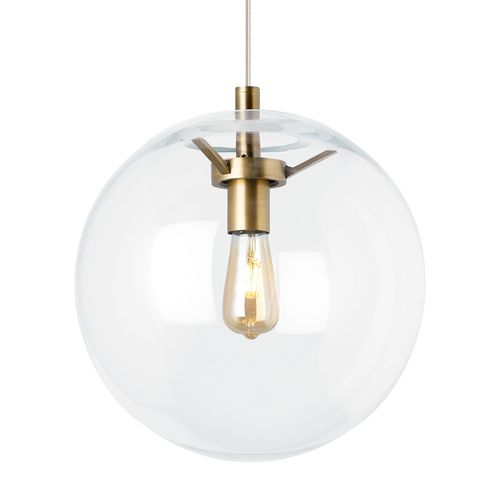 Palona 2700K LED 14" Pendant Light in Aged Brass and Clear