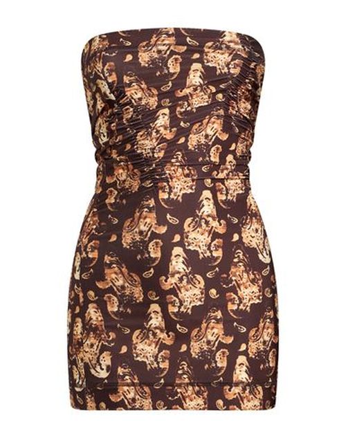 Woman Mini dress Dark brown Size M Polyester, Elastane