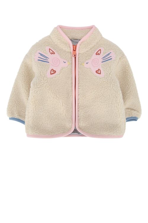 Embroidered-Detail Fleece Sweatshirt — Beige