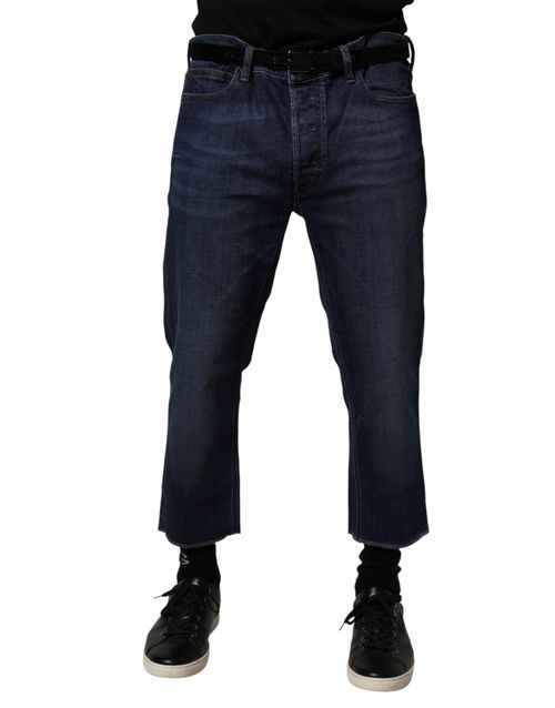 Cropped Cotton Denim Jeans — Blue
