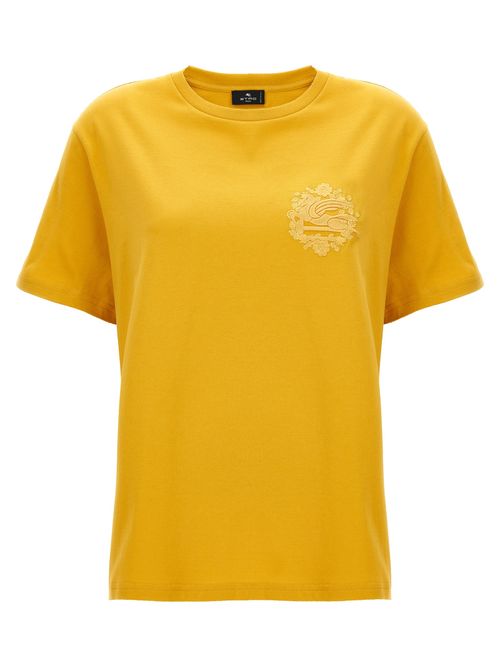 Embroidered Logo Cotton T-Shirt — Yellow
