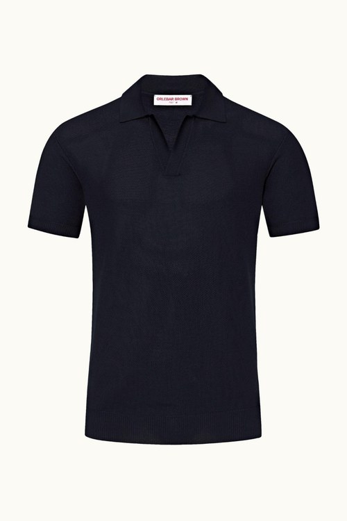 Cotton-Cashmere Knit Polo — Navy