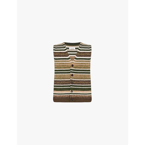 Mens Rigato Stripe-pattern Jacquard Wool Sweater Vest