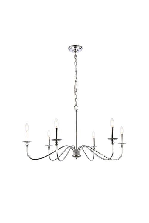 Polished Nickel Six Lights Chandelier from the Rohan Collection