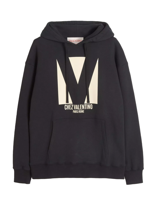 Valentino Chez Valentino Print Hoodie in Black - Black