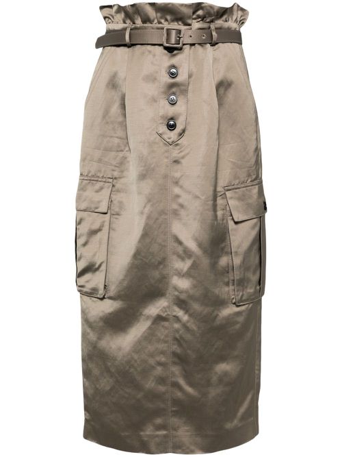 Satin cargo midi skirt - Neutrals