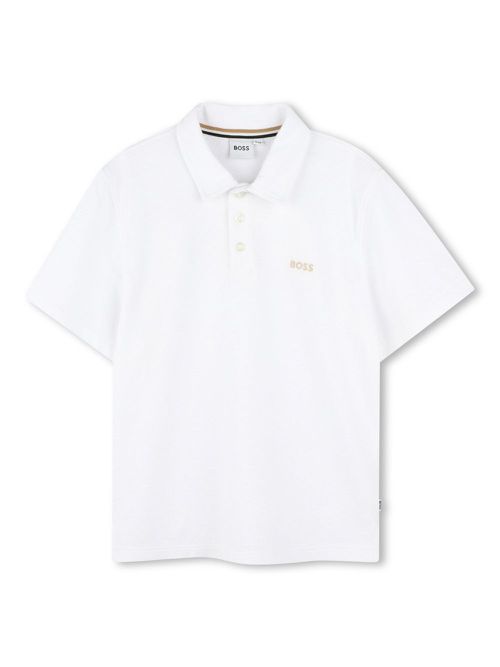 Logo-embroidered cotton polo shirt - White