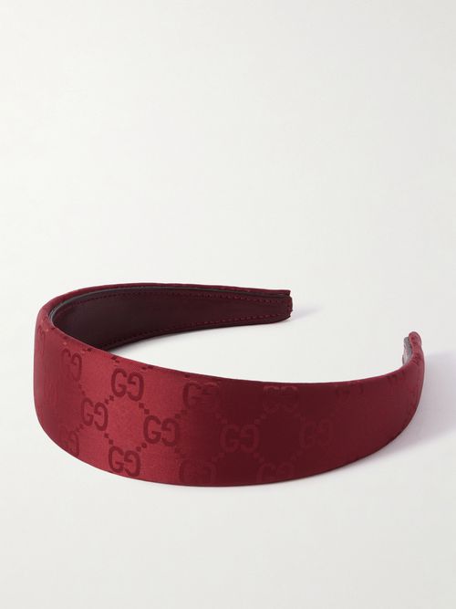 Embellished Nylon-jacquard Headband - Burgundy