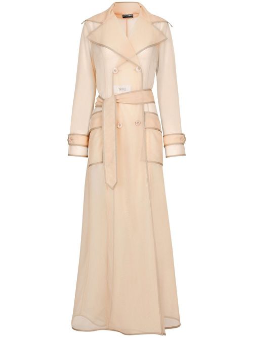 KIM DOLCE&GABBANA sheer floor-length trench coat - Neutrals