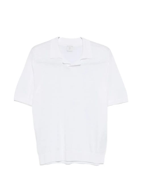 Cotton-Linen Knit Polo — White