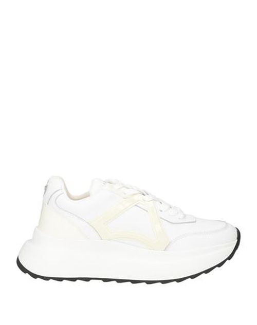 Sport Woman Sneakers White Size 8 Leather, Textile fibers