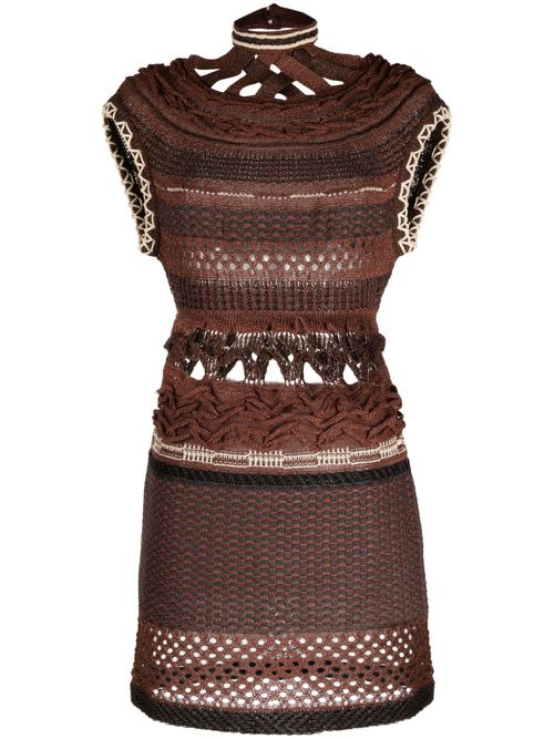 Open-knit knitted dress - Brown