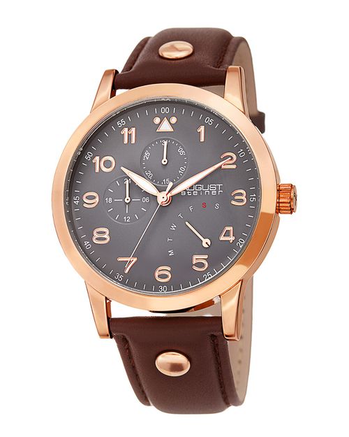 Men's Leather With Studs Watch