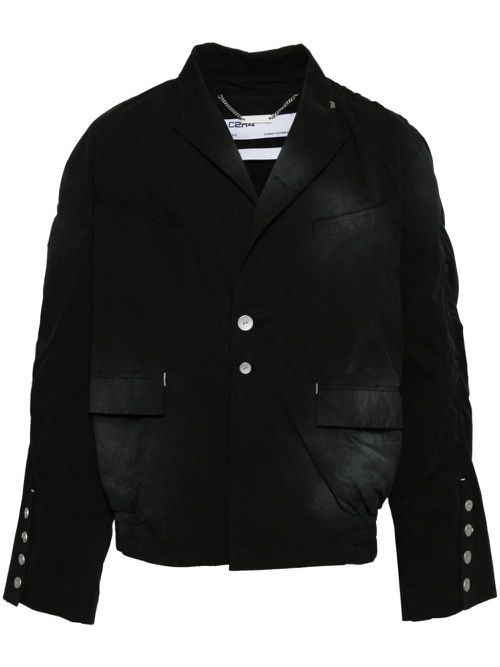 Faded-effect cotton blazer - Black