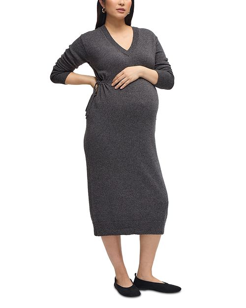 V Neck Sweater Maternity Dress