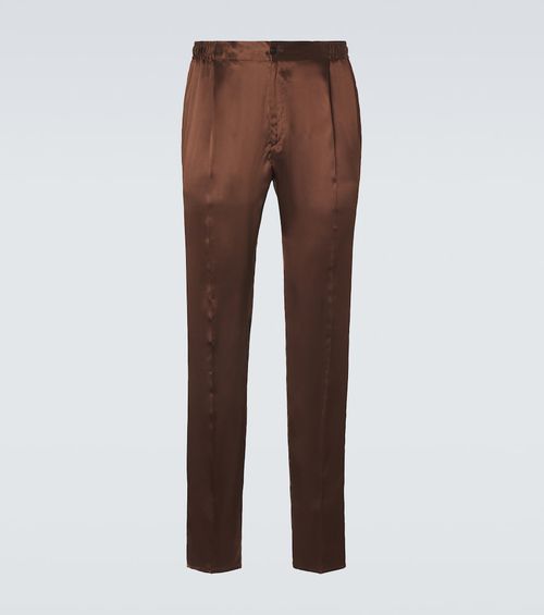 Reversible silk straight pants