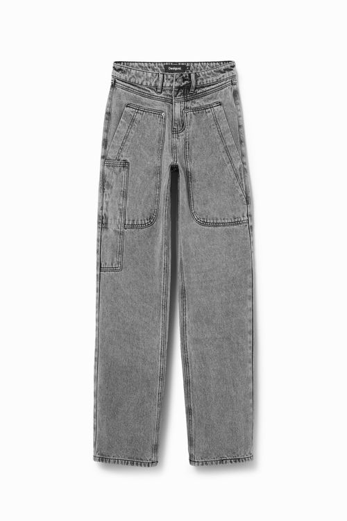 Straight patchwork jeans