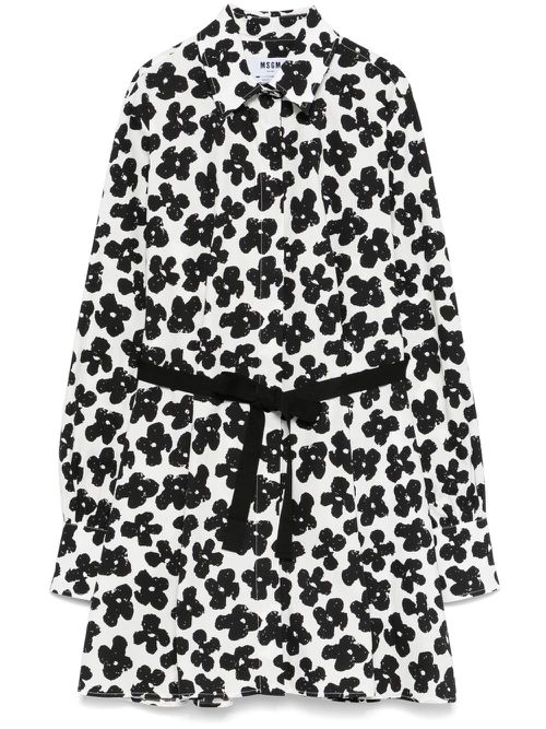 Floral-print mini dress - White