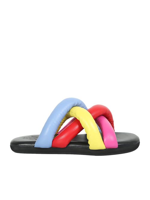 Die Jbraided Nappaleder-Slider aus der 1 Moncler Jw Anderson-Kollektion sind ein Statement-Schuh für Damen und verleihen Ihren Looks einen Hauch von Verspieltheit.