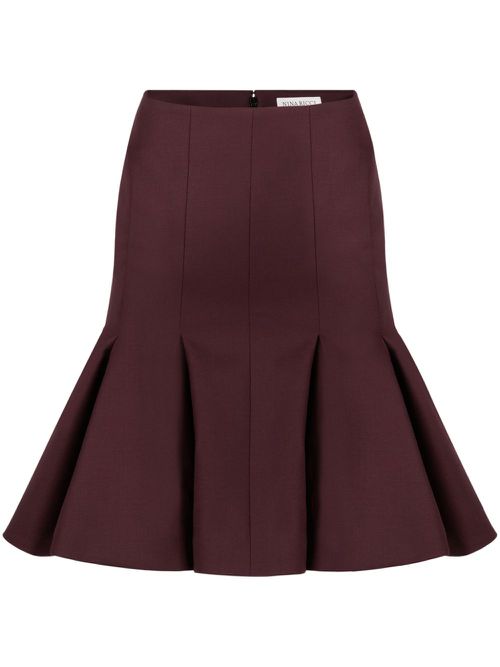 Peplum Wool Skirt - Red