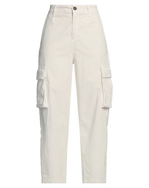 Woman Pants Off white Size 4 Cotton, Elastane