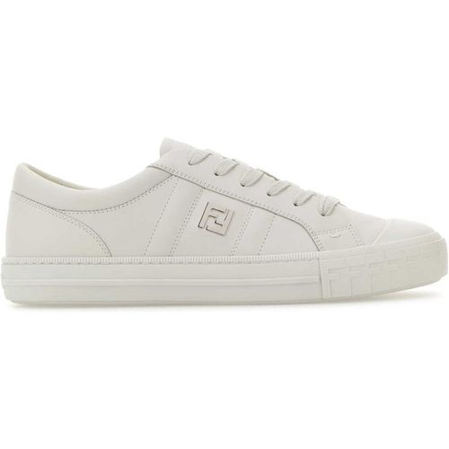Fendi White Leather Domino Sneaker