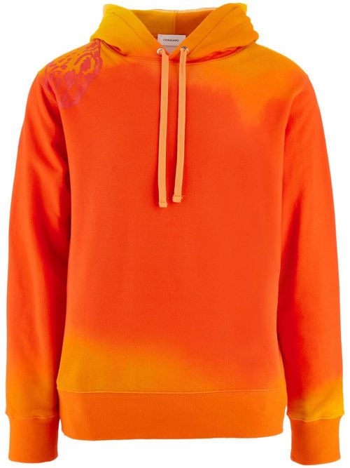 Sunset-print cotton hoodie - Red