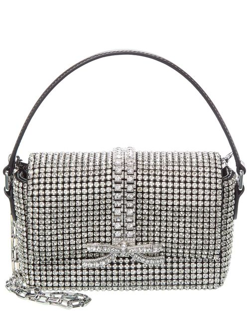 Self-Portrait Rhinestone Chainmail Leather Micro Bag