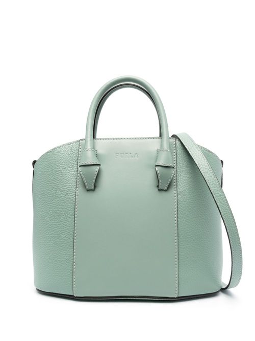 Contrasting-panel leather tote bag - Green