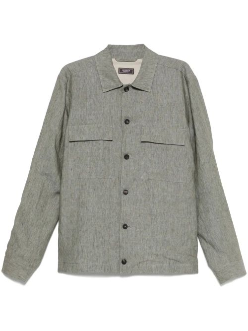 Linen Mélange-Effect Shirt Jacket — Grey
