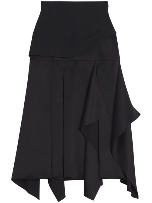 Draped-detailing midi skirt - Black