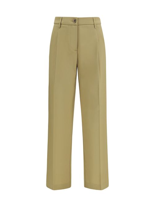 Wide-Leg Virgin Wool Fleece Trousers — Olive