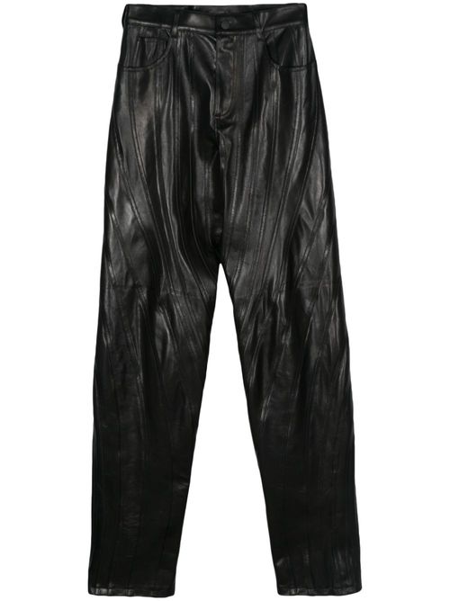 Spiral leather trousers - Black