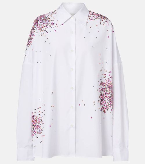 Oversized sequined cotton shirt