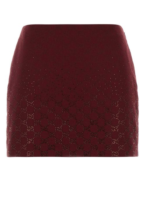 GG Monogram Embroidered Skirt — Red