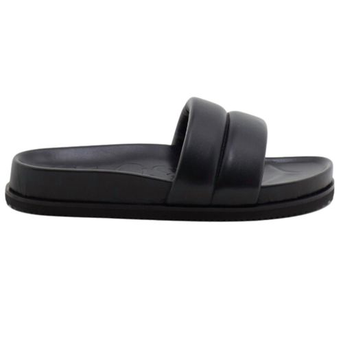 Women's Leather Slippers In Black