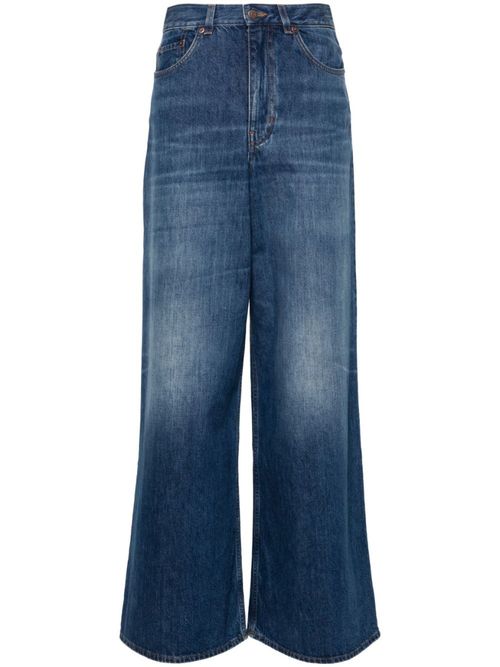 Blue Cotton wide-leg denim jeans