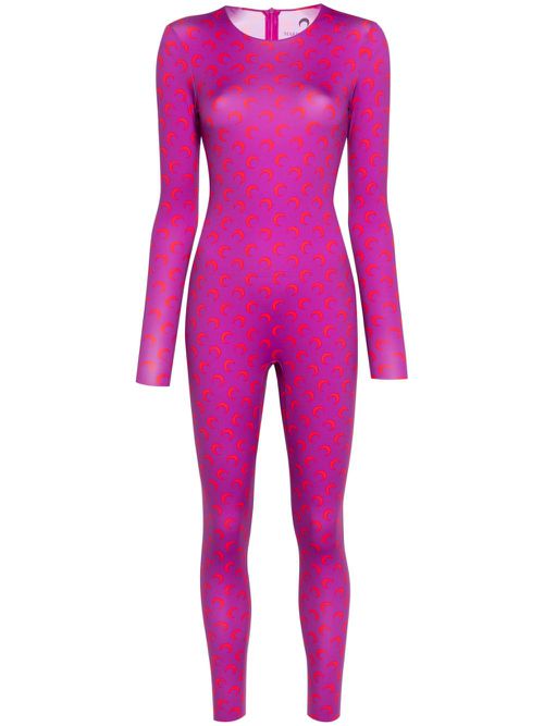 Moonogram-pattern jumpsuit - Purple