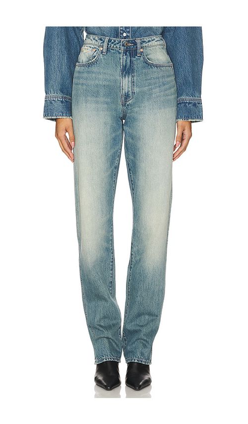 GRLFRND Sara Super High-rise Straight Jeans in Denim-Medium. - 24 also , 26