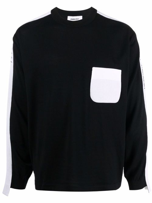 Logo-tape knit jumper - Black