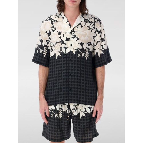 Floral-Print Camp Collar Shirt — Black